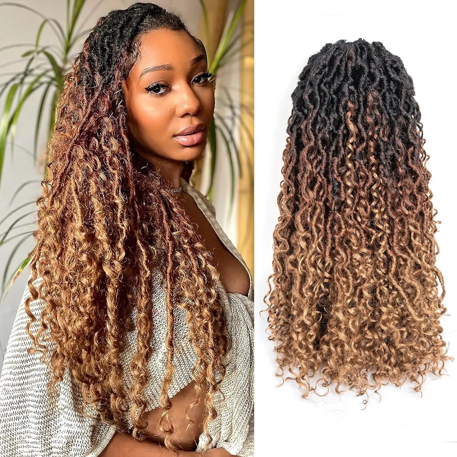 ( US ONLY) FAST SHIPPING GL | Toyotress® Curly Locs Crochet Hair - Natural Black Pre-twisted Faux Locs Crochet Braids, Short Pre-looped Synthetic Braiding Hair Extensions Toyotress
